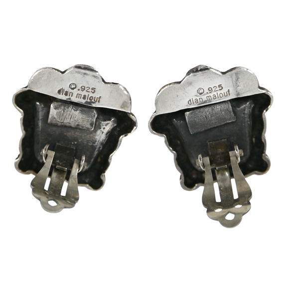 Dian Malouf Sterling Silver Hammered Cross Clip On Earrings - Picture 3 of 8